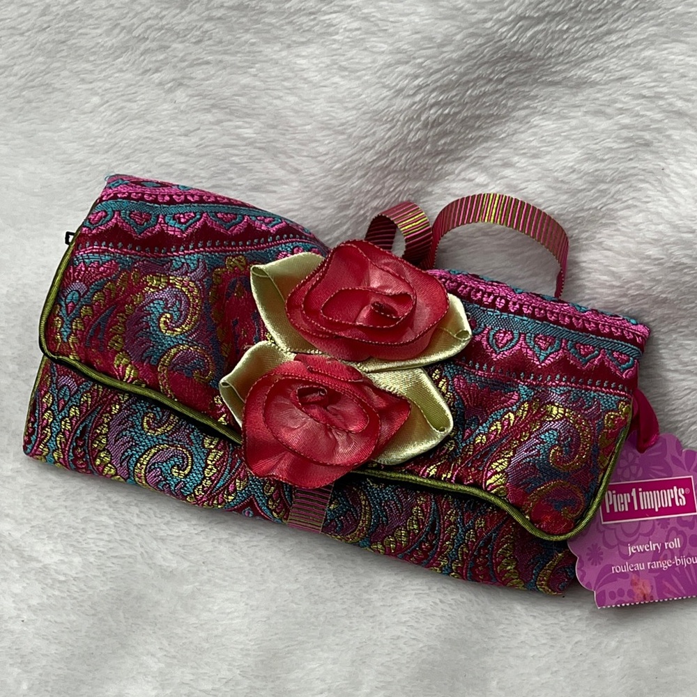 Pier 1 Pink Paisley Jewelry Roll